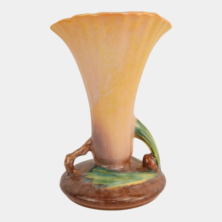Roseville Wincraft Orange 1948 Mid Century Modern Pottery Pine Cone Vase 283-8