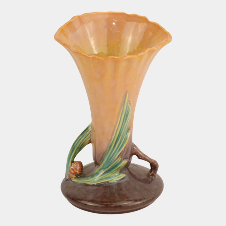 Roseville Wincraft Pine Cone Orange 1948 Mid Century Modern Pottery Vase 2V2-8