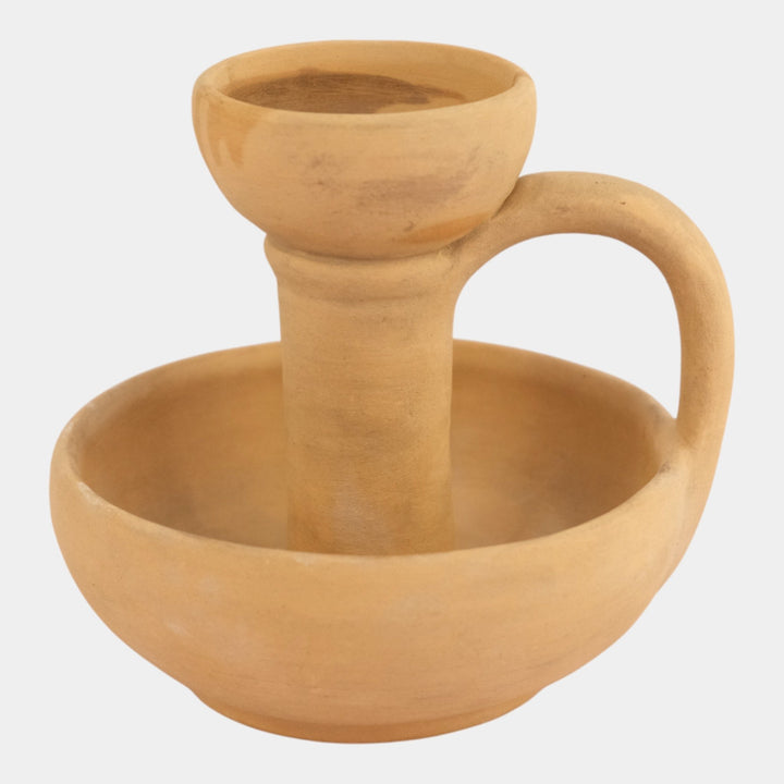 Marblehead Vintage Arts and Crafts Pottery Bisque Candle Holder Chamberstick - Just Art Pottery