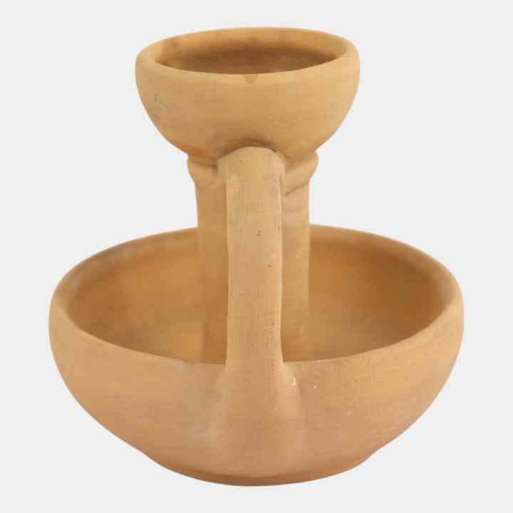 Marblehead Vintage Arts and Crafts Pottery Bisque Candle Holder Chamberstick - Just Art Pottery