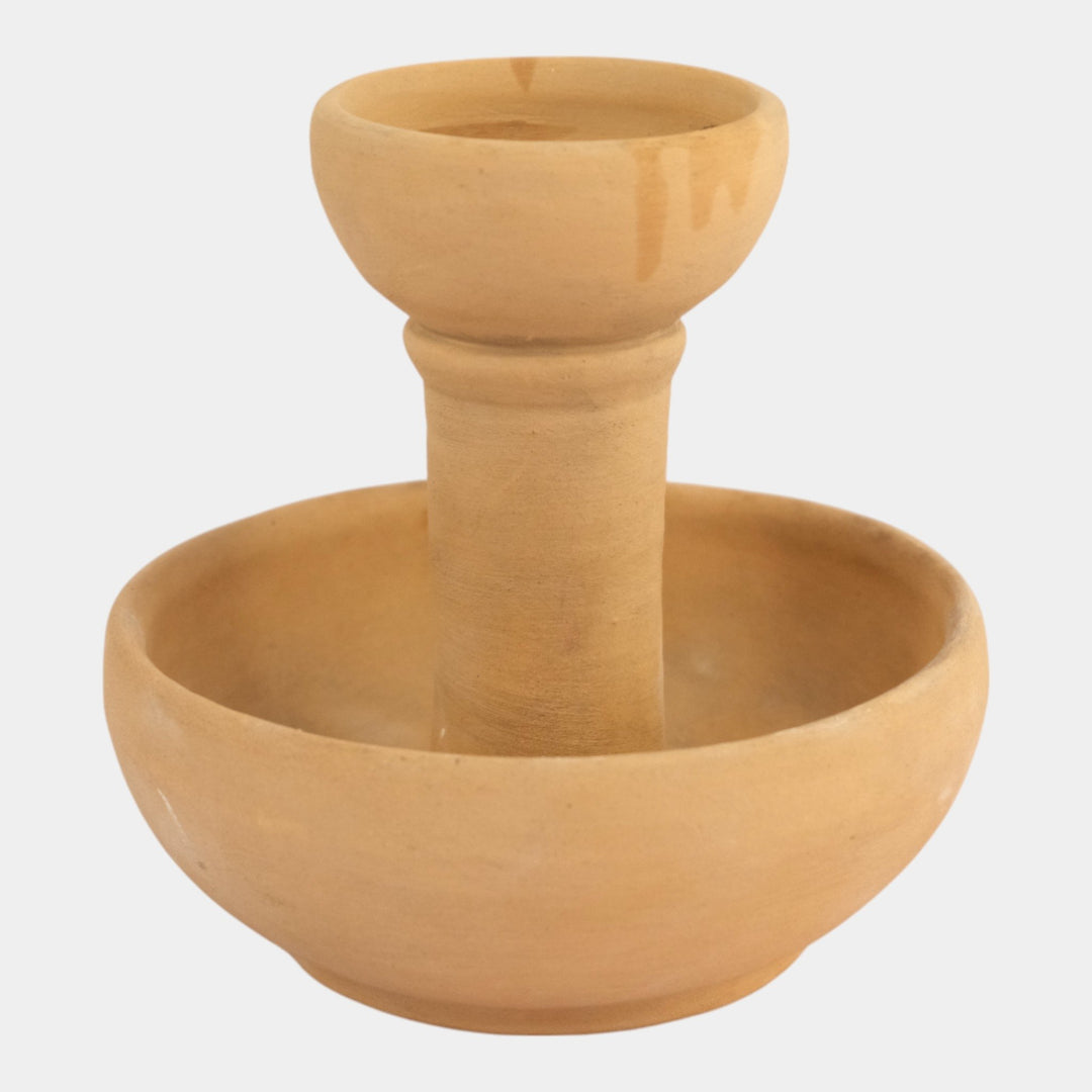 Marblehead Vintage Arts and Crafts Pottery Bisque Candle Holder Chamberstick - Just Art Pottery