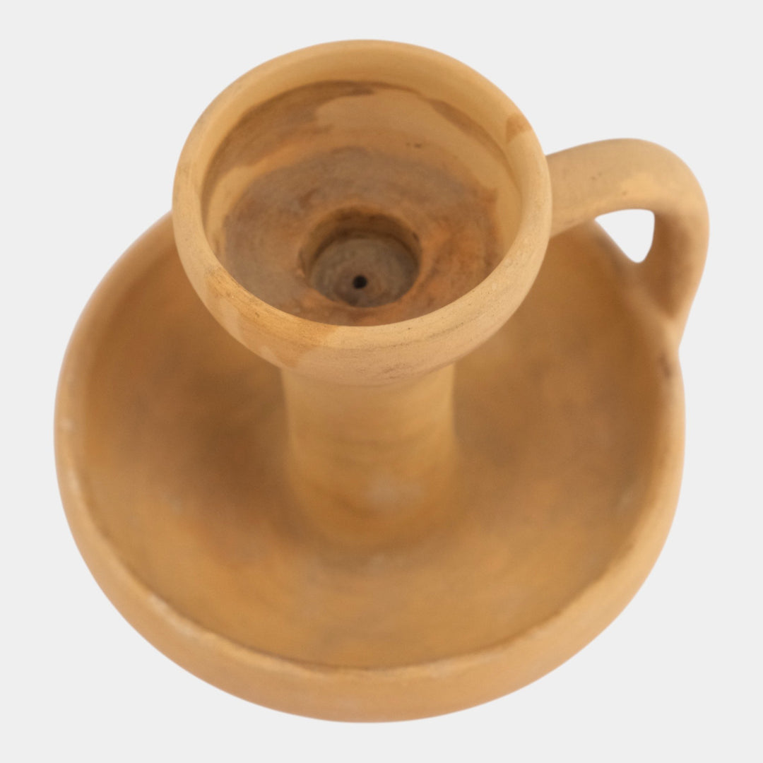 Marblehead Vintage Arts and Crafts Pottery Bisque Candle Holder Chamberstick - Just Art Pottery