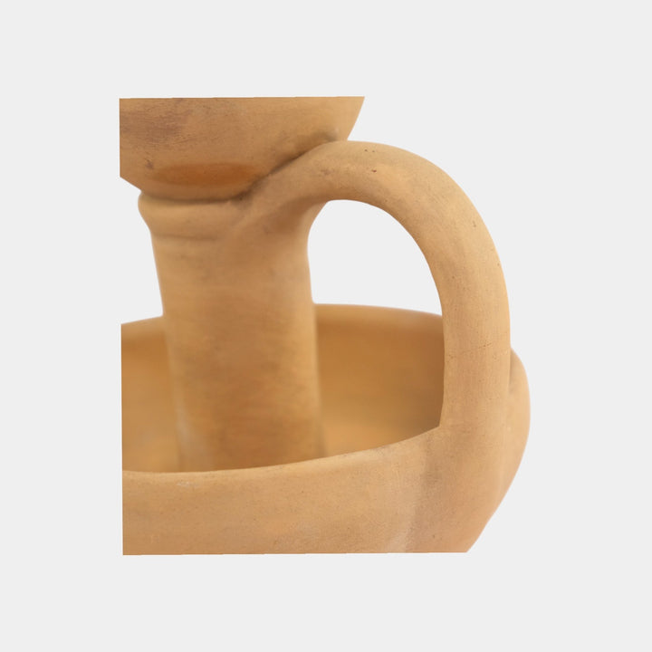 Marblehead Vintage Arts and Crafts Pottery Bisque Candle Holder Chamberstick - Just Art Pottery