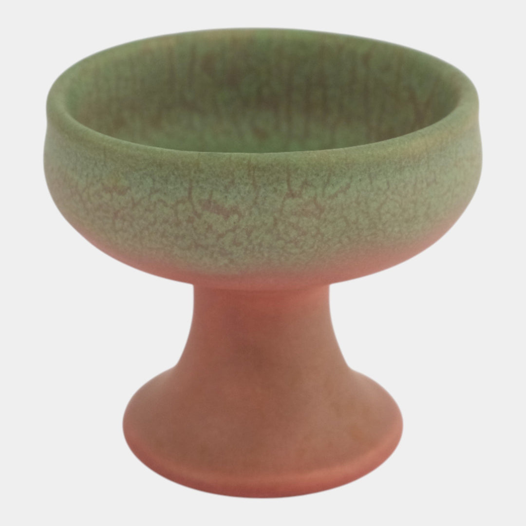 Rookwood Pottery 1908 Arts And Crafts Matte Pink Green Pedestal Compote 1614