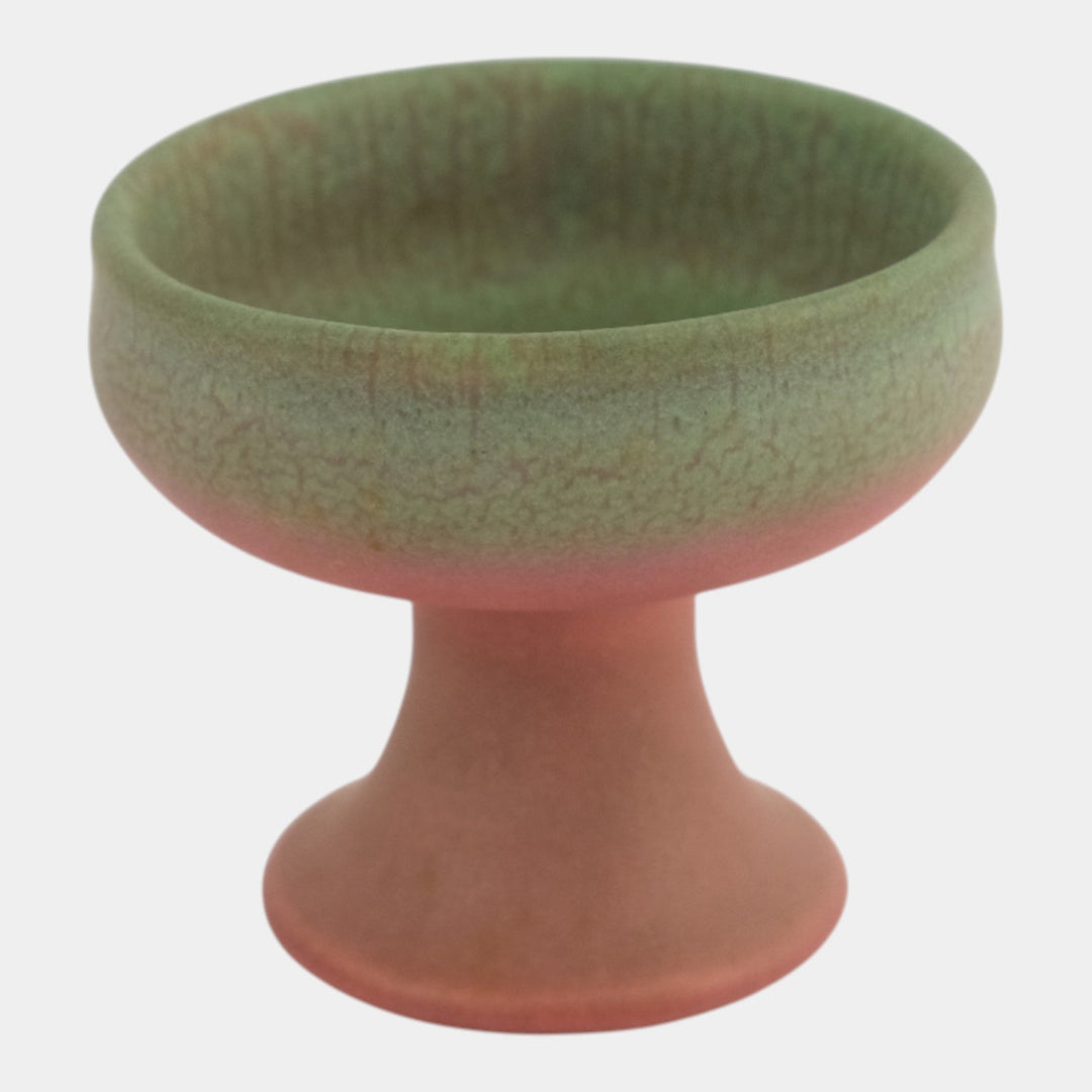 Rookwood Pottery 1908 Arts And Crafts Matte Pink Green Pedestal Compote 1614