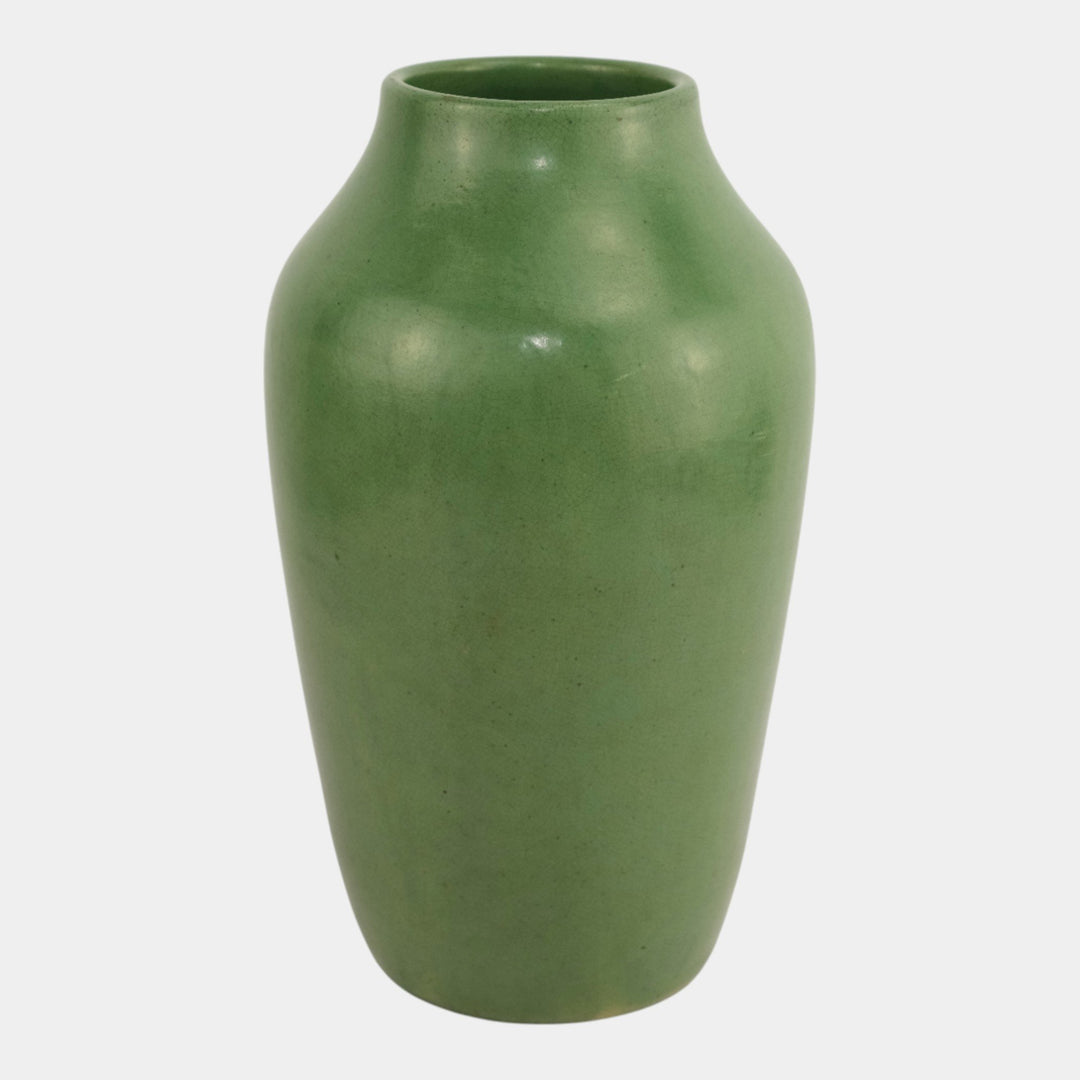 Strobl Ohio Vintage Pottery Matte Green Arts And Crafts Large Vase 1522