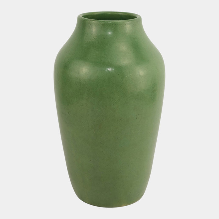 Strobl Ohio Vintage Pottery Matte Green Arts And Crafts Large Vase 1522