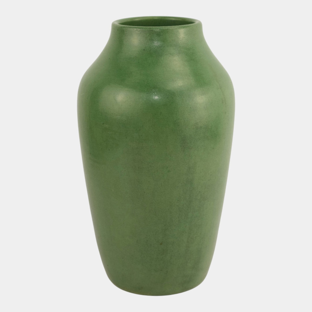 Strobl Ohio Vintage Pottery Matte Green Arts And Crafts Large Vase 1522