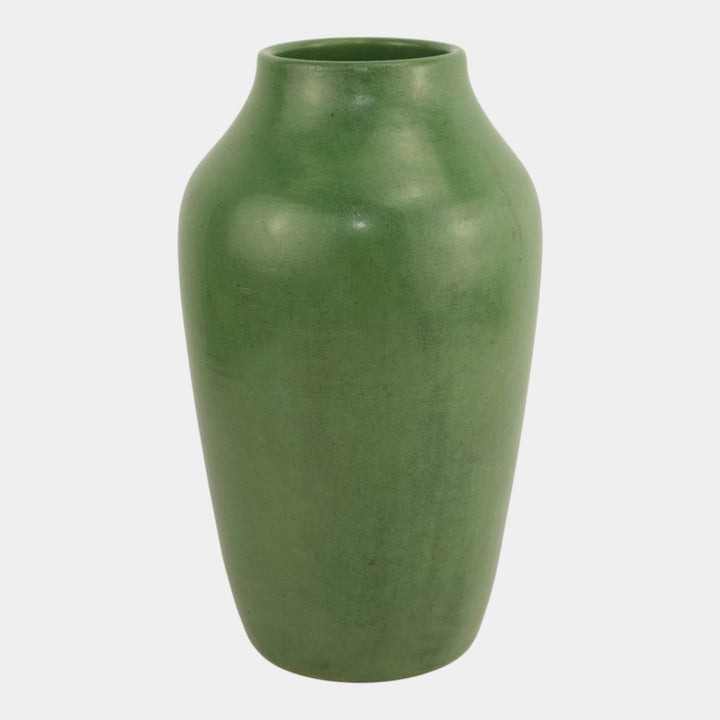 Strobl Ohio Vintage Pottery Matte Green Arts And Crafts Large Vase 1522