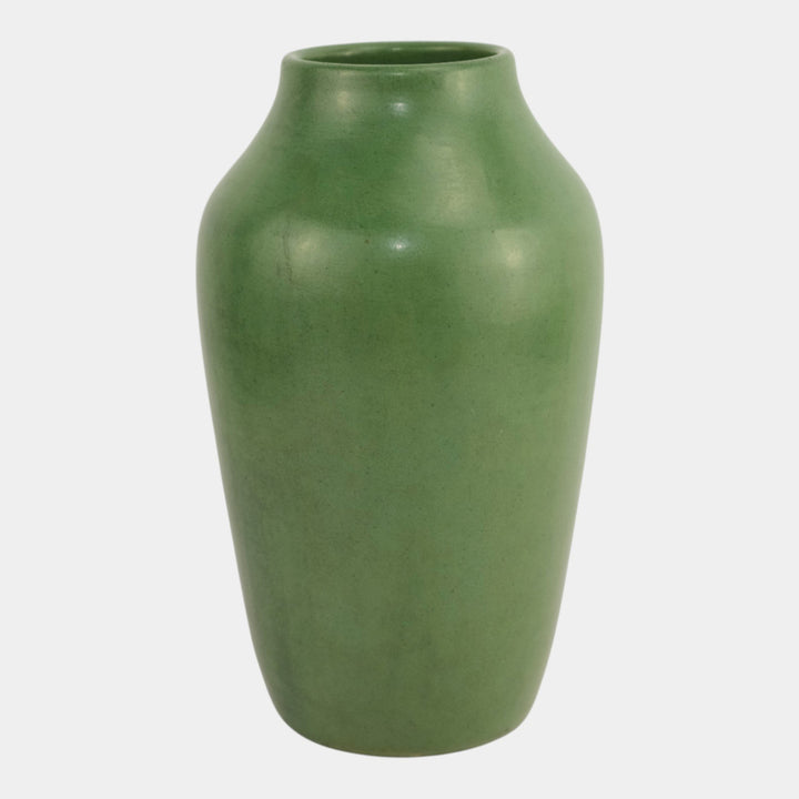 Strobl Ohio Vintage Pottery Matte Green Arts And Crafts Large Vase 1522
