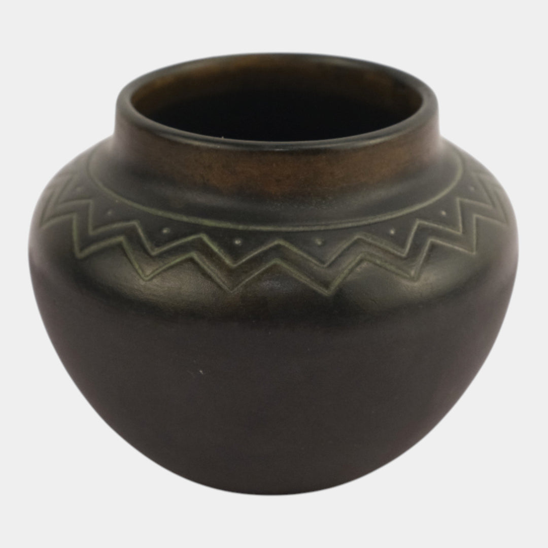 Norse 1903-13 Vintage Art Pottery Geometric Design Bronze Ware Ceramic Vase 44