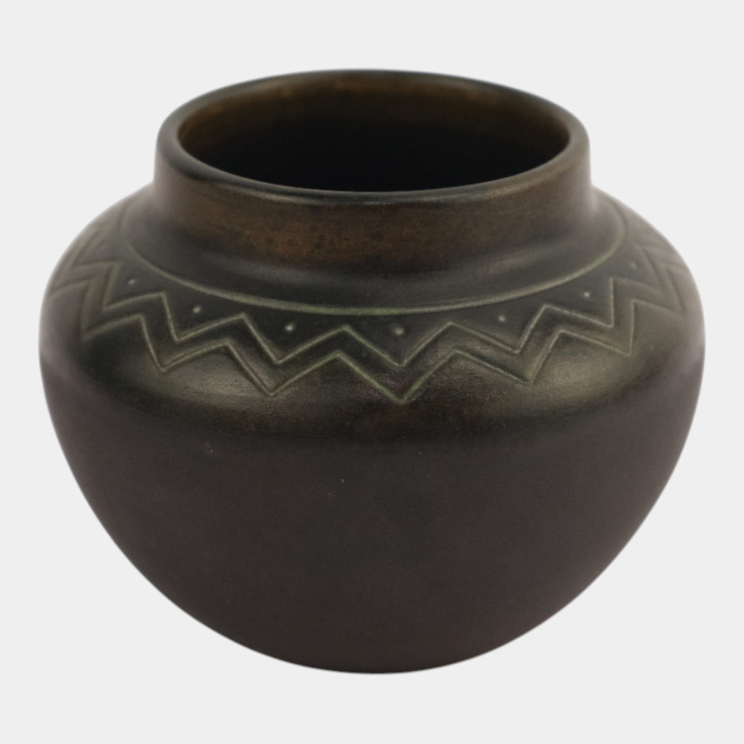 Norse 1903-13 Vintage Art Pottery Geometric Design Bronze Ware Ceramic Vase 44