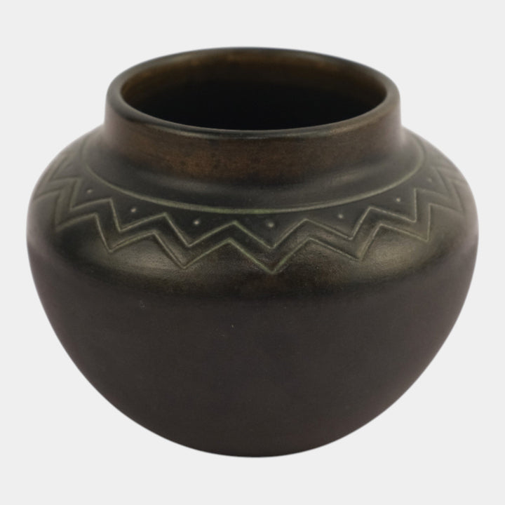 Norse 1903-13 Vintage Art Pottery Geometric Design Bronze Ware Ceramic Vase 44