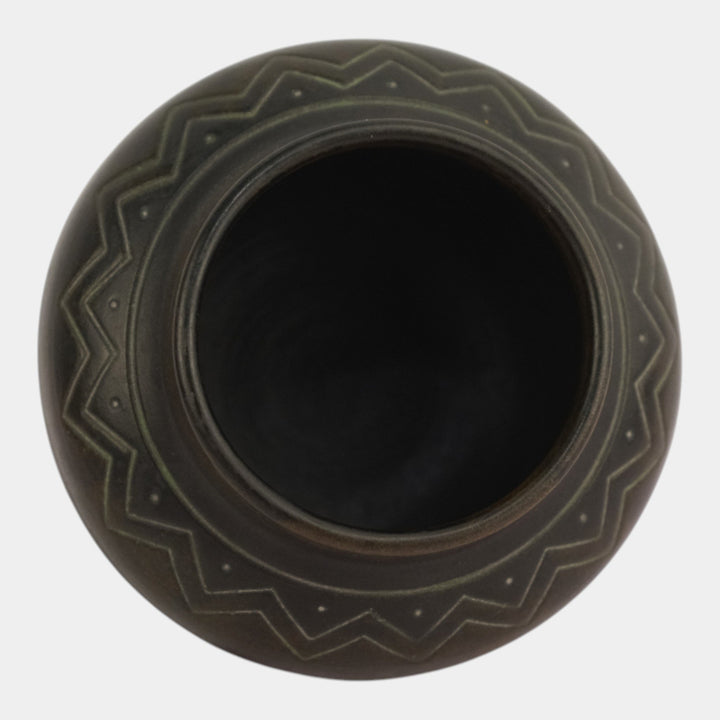 Norse 1903-13 Vintage Art Pottery Geometric Design Bronze Ware Ceramic Vase 44