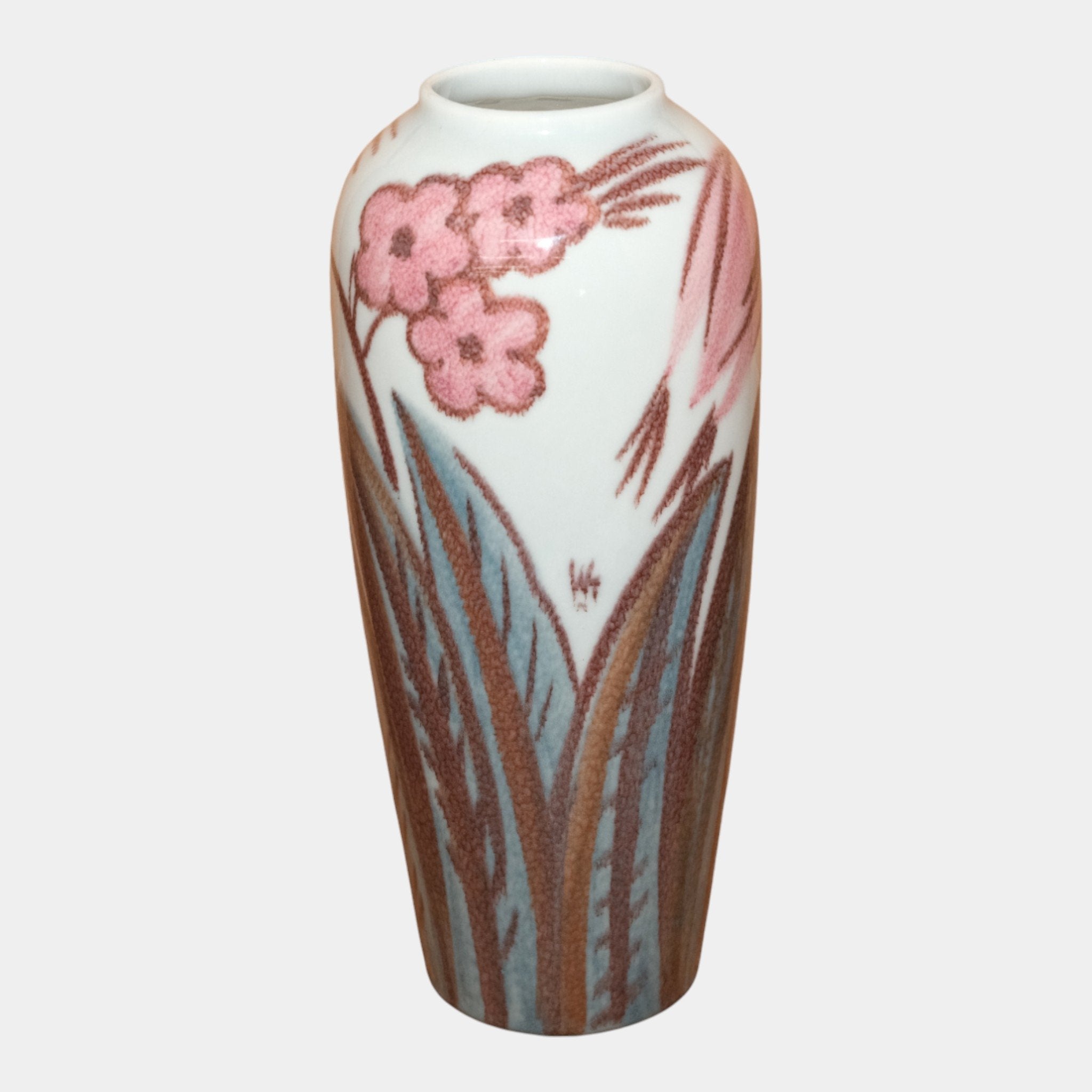 Kenton Hills 1940s Vintage Art Pottery Pink Floral MCM Lamp Vase