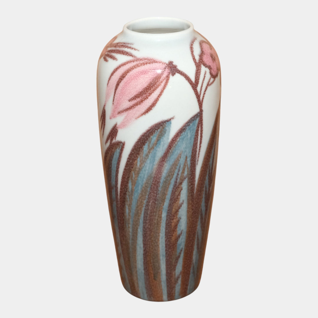 Kenton Hills 1940s Vintage Art Pottery Pink Floral MCM Lamp Vase 176 Hentschel - Just Art Pottery