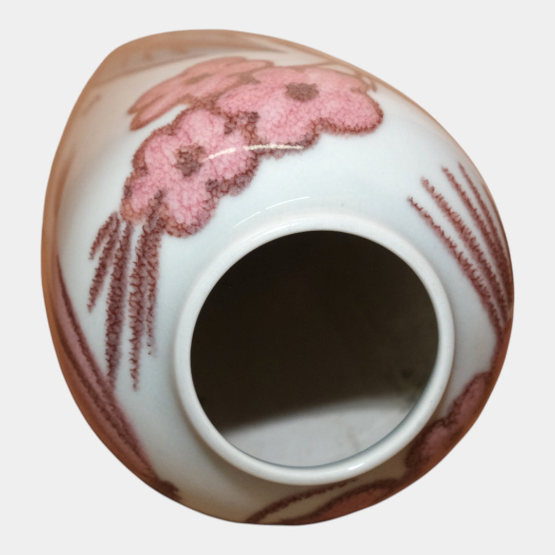 Kenton Hills 1940s Vintage Art Pottery Pink Floral MCM Lamp Vase 176 Hentschel - Just Art Pottery