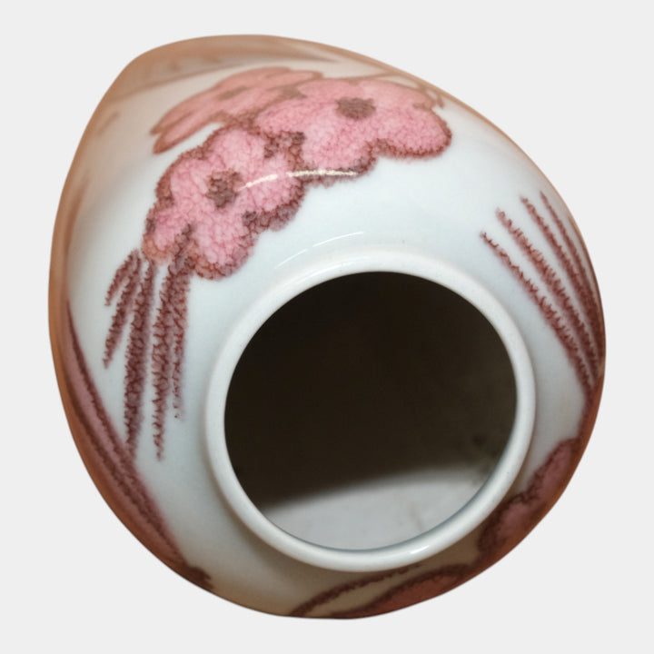 Kenton Hills 1940s Vintage Art Pottery Pink Floral MCM Lamp Vase 176 Hentschel - Just Art Pottery