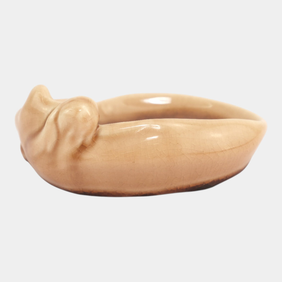 Rookwood 1946 Vintage Art Pottery Brown Reclining Figural Nude Pin Tray 2595