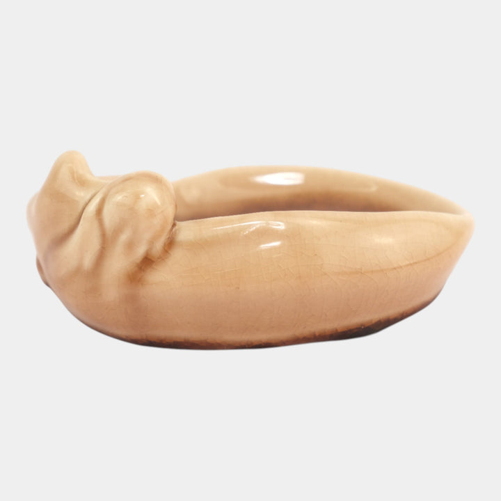 Rookwood 1946 Vintage Art Pottery Brown Reclining Figural Nude Pin Tray 2595