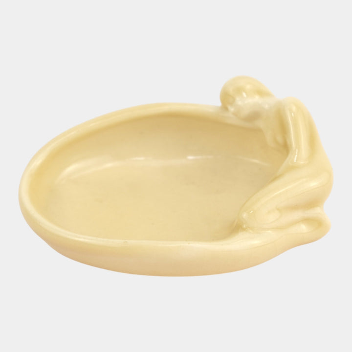 Rookwood 1948 Vintage Art Pottery White Sorority Ceramic Figurine Nude Tray 2595