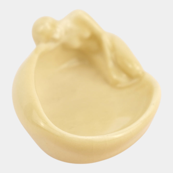 Rookwood 1948 Vintage Art Pottery White Sorority Ceramic Figurine Nude Tray 2595