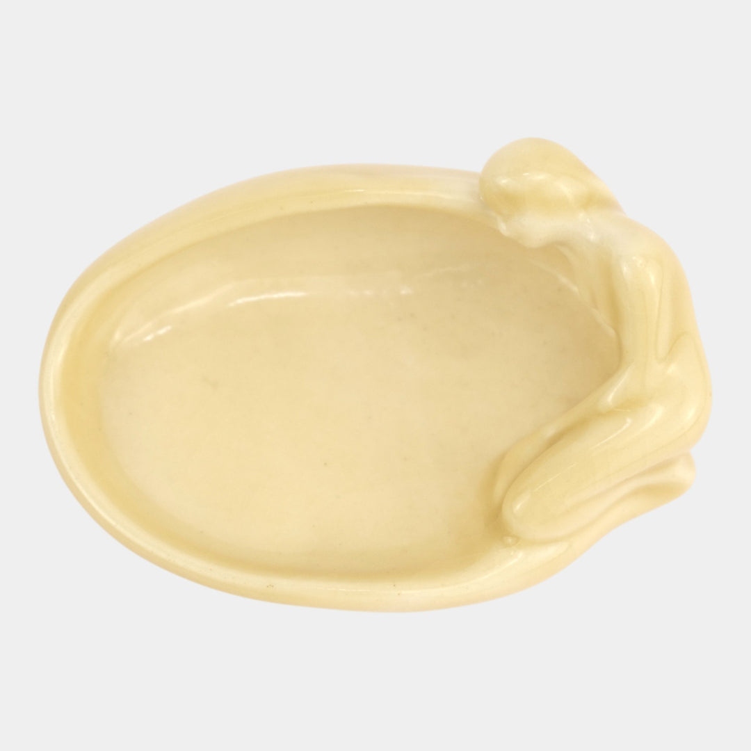 Rookwood 1948 Vintage Art Pottery White Sorority Ceramic Figurine Nude Tray 2595