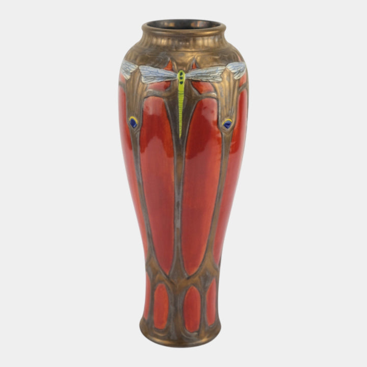 Calmwater Designs Stephanie Young Studio Pottery Dragonfly Ruby Red Vase