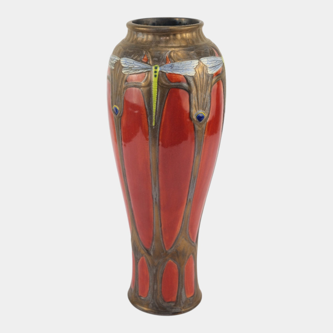 Calmwater Designs Stephanie Young Studio Pottery Dragonfly Ruby Red Vase