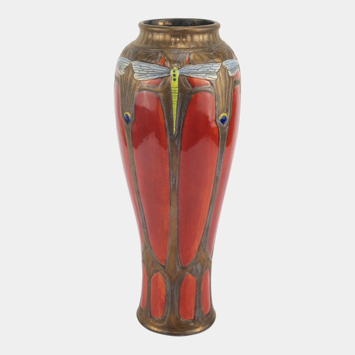 Calmwater Designs Stephanie Young Studio Pottery Dragonfly Ruby Red Vase