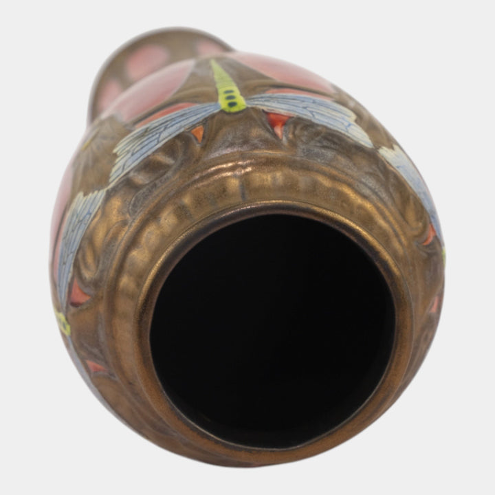 Calmwater Designs Stephanie Young Studio Pottery Dragonfly Ruby Red Vase