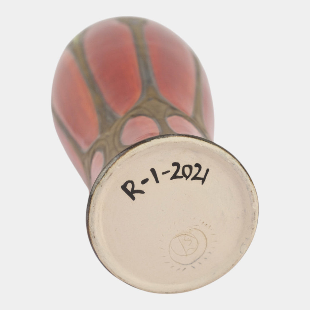 Calmwater Designs Stephanie Young Studio Pottery Dragonfly Ruby Red Vase