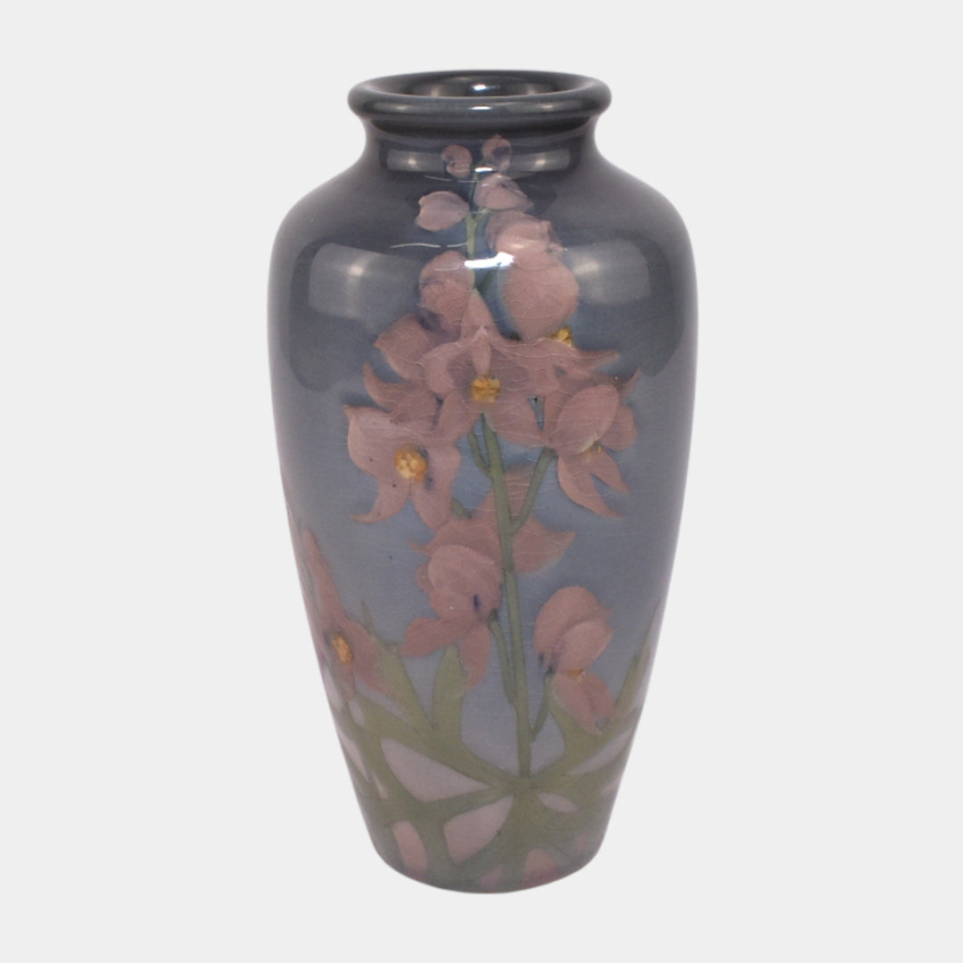 Rookwood Pottery 1900 Iris Glaze Ceramic Foxglove Flower Vase 614F Fechheimer - Just Art Pottery