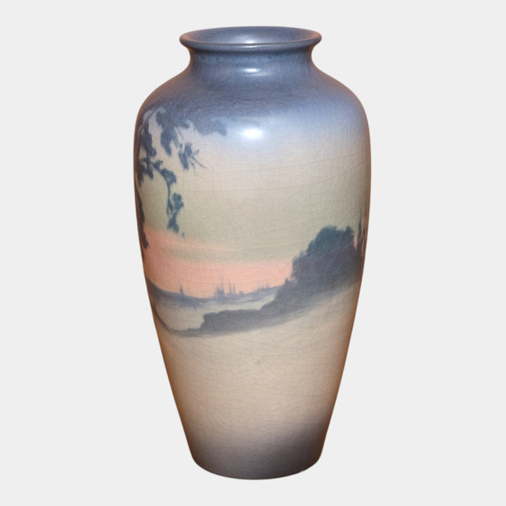 Rookwood Pottery 1918 Snowy Scenic Landscape Vellum Vase 614E Coyne