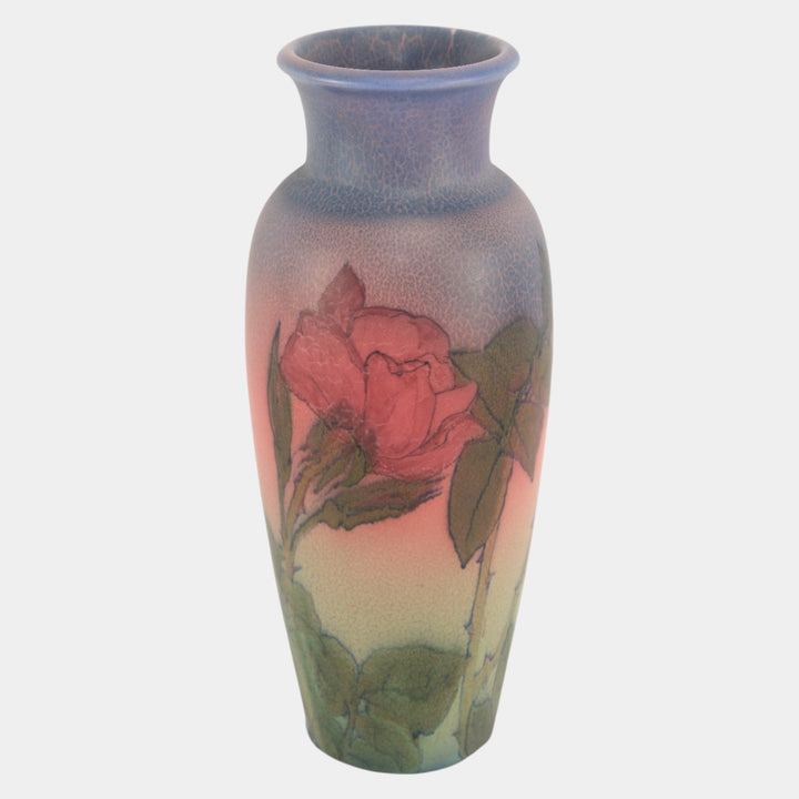 Rookwood Pottery 1929 Vellum Blue Green Blooming Flower Tall Vase 2785 Lincoln