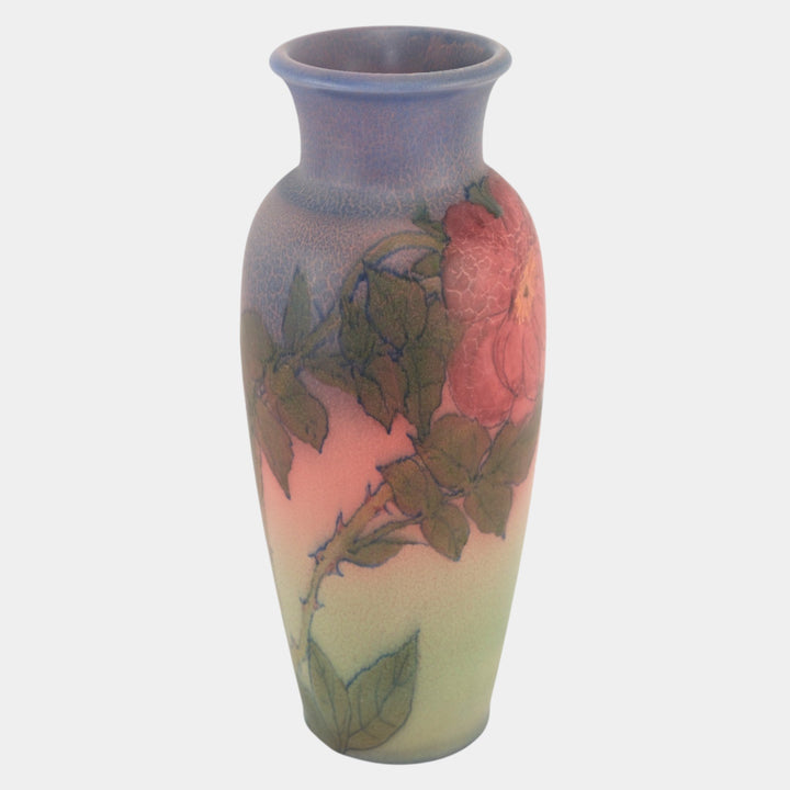 Rookwood Pottery 1929 Vellum Blue Green Blooming Flower Tall Vase 2785 Lincoln