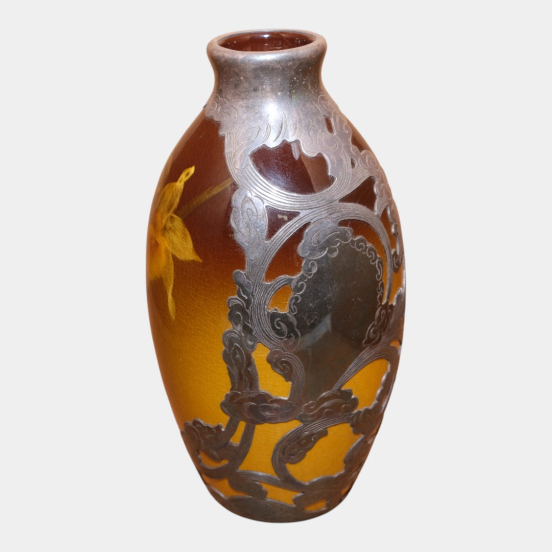 Rookwood Pottery 1900 Standard Glaze Silver Overlay Flower Vase 732C Lindeman