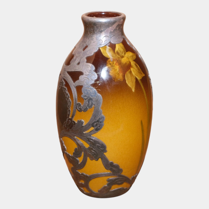 Rookwood Pottery 1900 Standard Glaze Silver Overlay Flower Vase 732C Lindeman