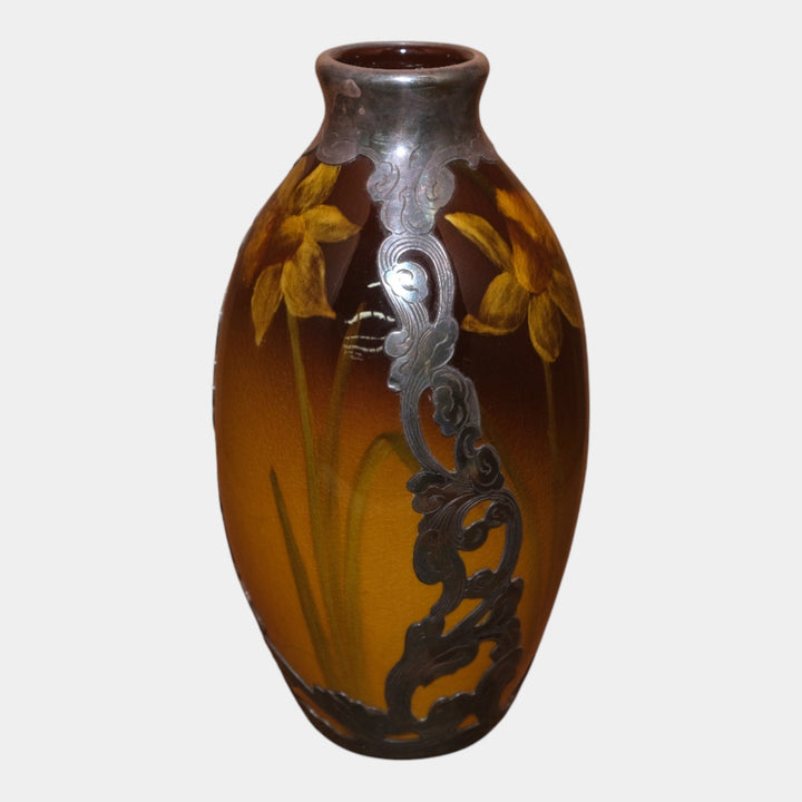 Rookwood Pottery 1900 Standard Glaze Silver Overlay Flower Vase 732C Lindeman