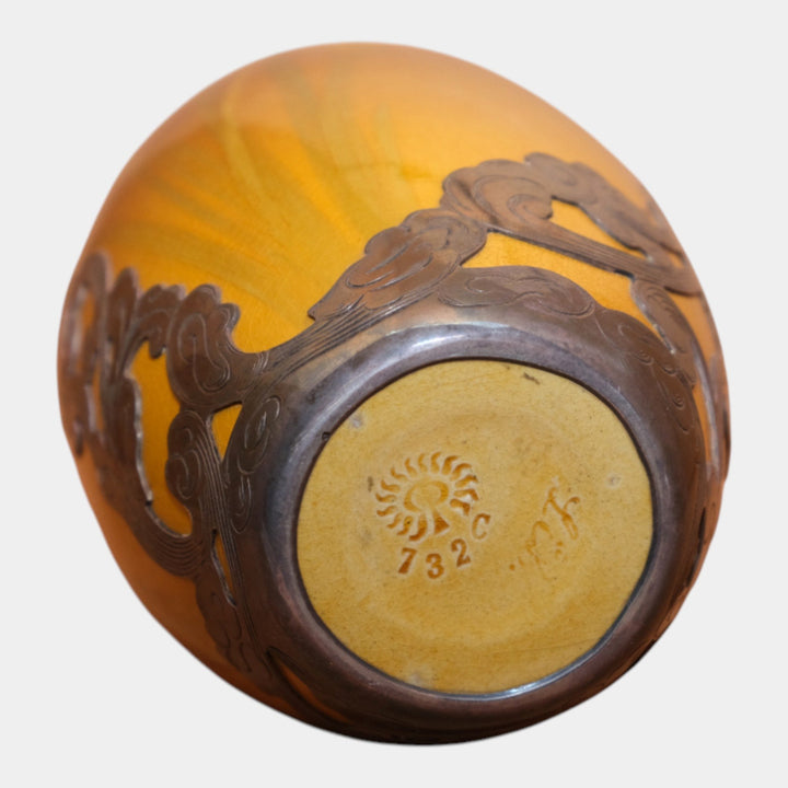 Rookwood Pottery 1900 Standard Glaze Silver Overlay Flower Vase 732C Lindeman