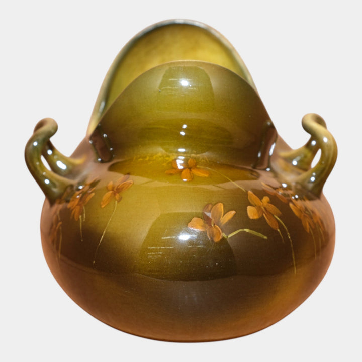 Rookwood Pottery 1893 Standard Glaze Ceramic Flower Handled Bowl 628 Abel - Just Art Pottery