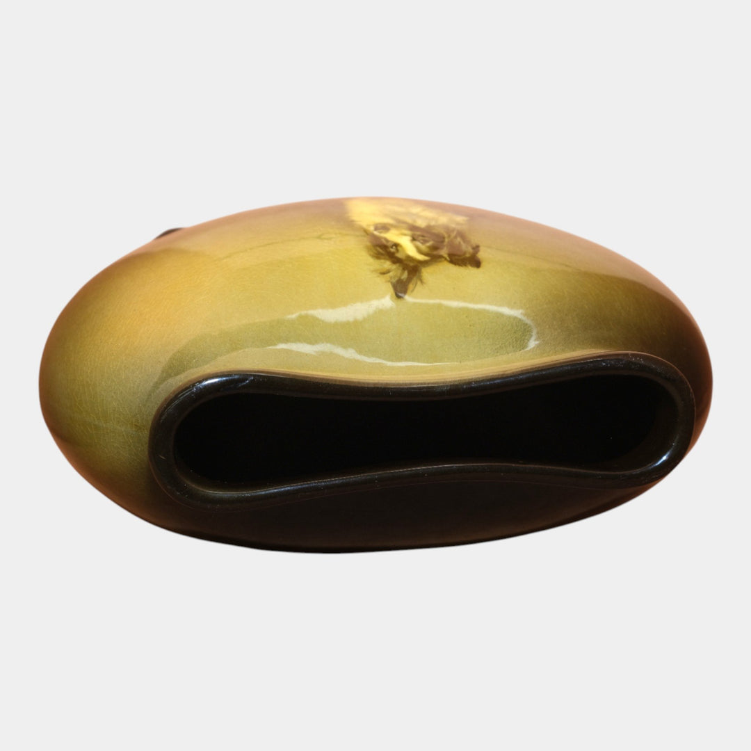 Owens Utopian Standard Glaze Hand Painted Border Collie Dog Portrait Pillow Vase - Just Art Pottery