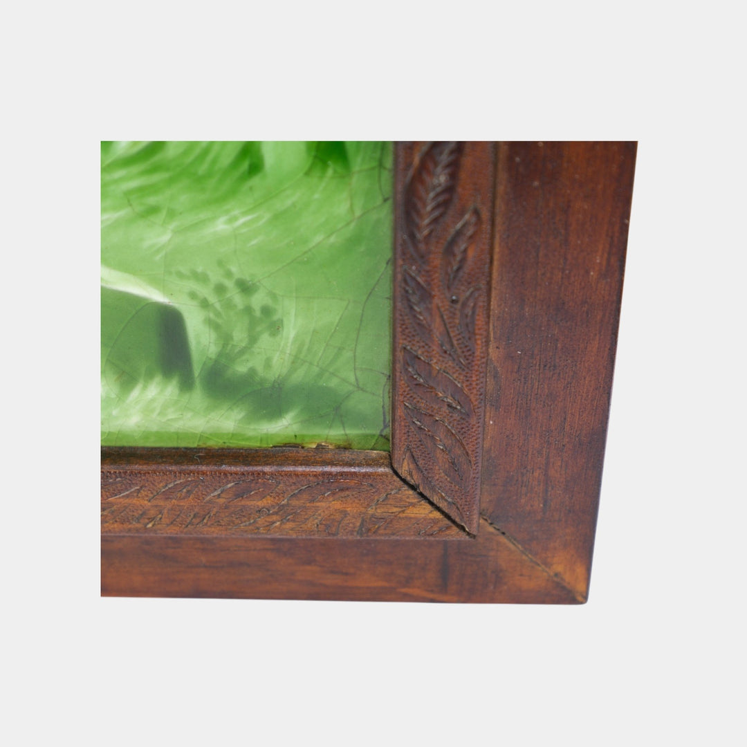 Sherwin And Cotton English 1900s Green Stag Deer Tiles By George Cartlidge