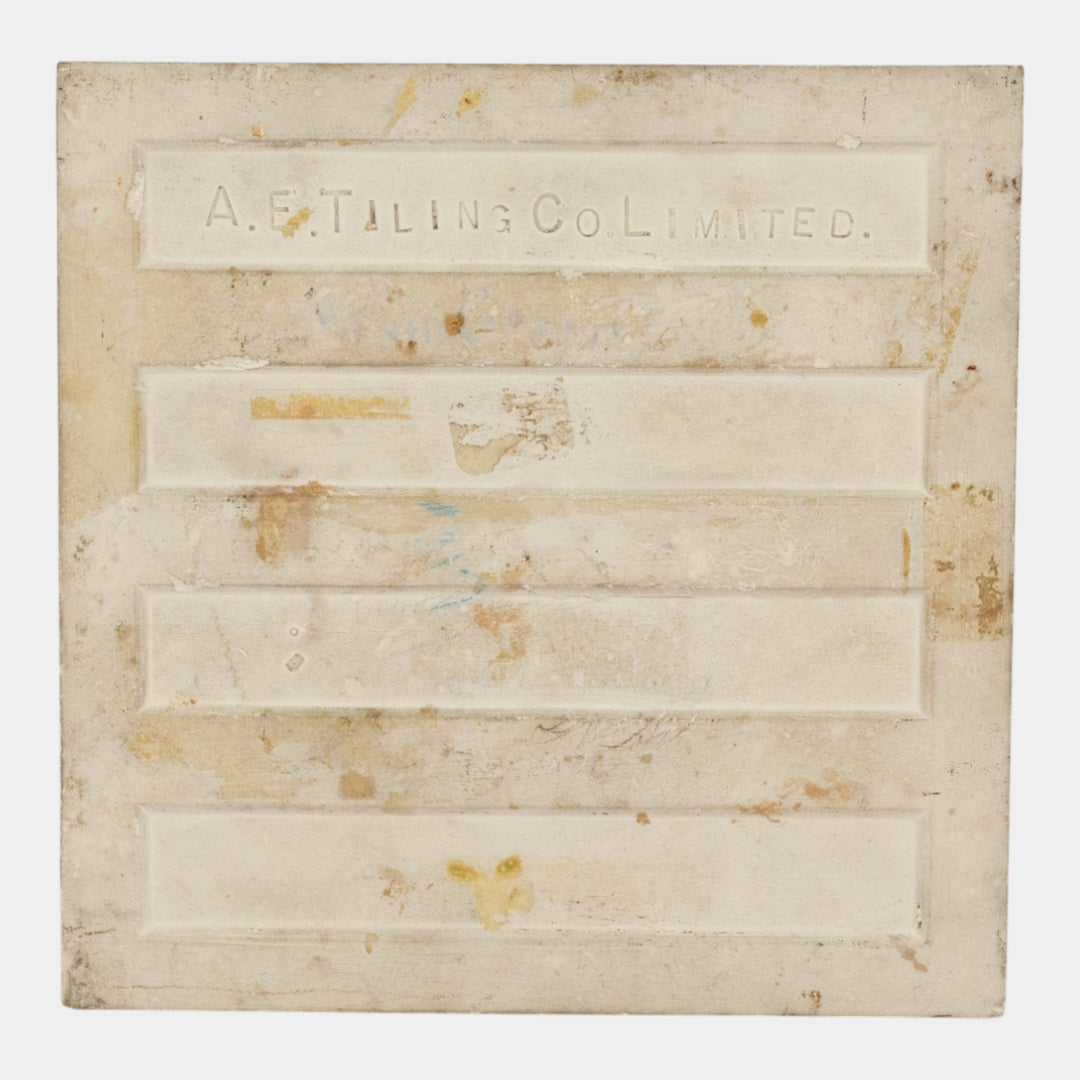 AETCO American Encaustic Art Pottery Brown Glazed Portrait Tile In Relief