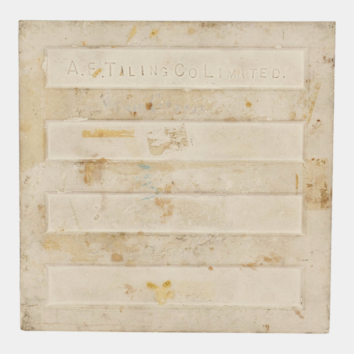 AETCO American Encaustic Art Pottery Brown Glazed Portrait Tile In Relief