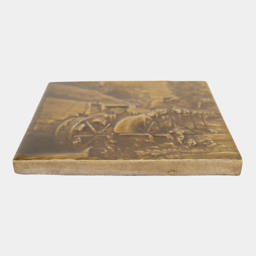 AETCO American Encaustic Tiling Company Brown Ceramic Watermill Pictorial Tile