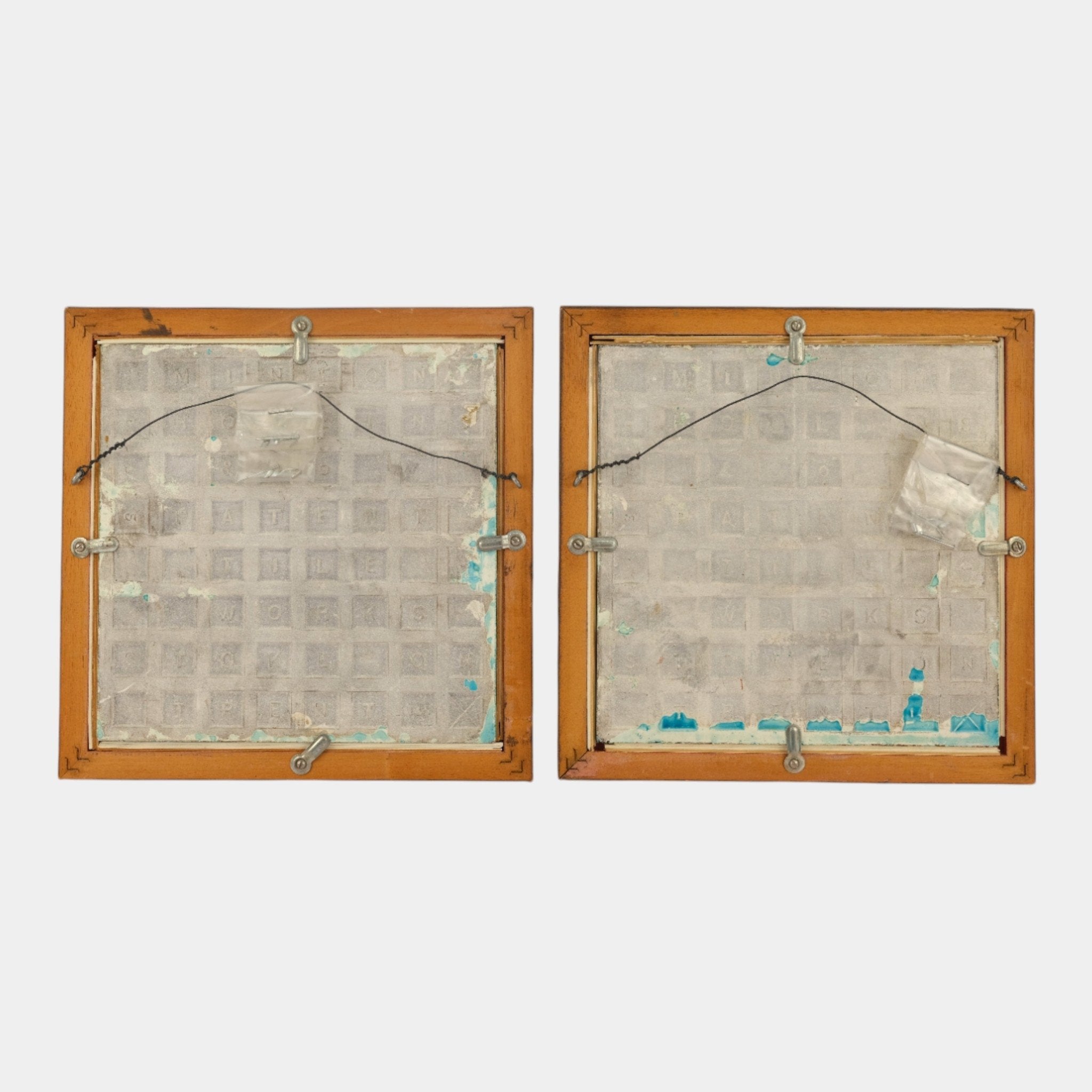 Milton Hollins Co. English Blue Majolica Framed Scenic Hunting Dog