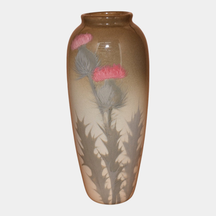 Weller Eocean Vintage Art Pottery Hand Painted Pink Thistle Blooms Vase Roberts