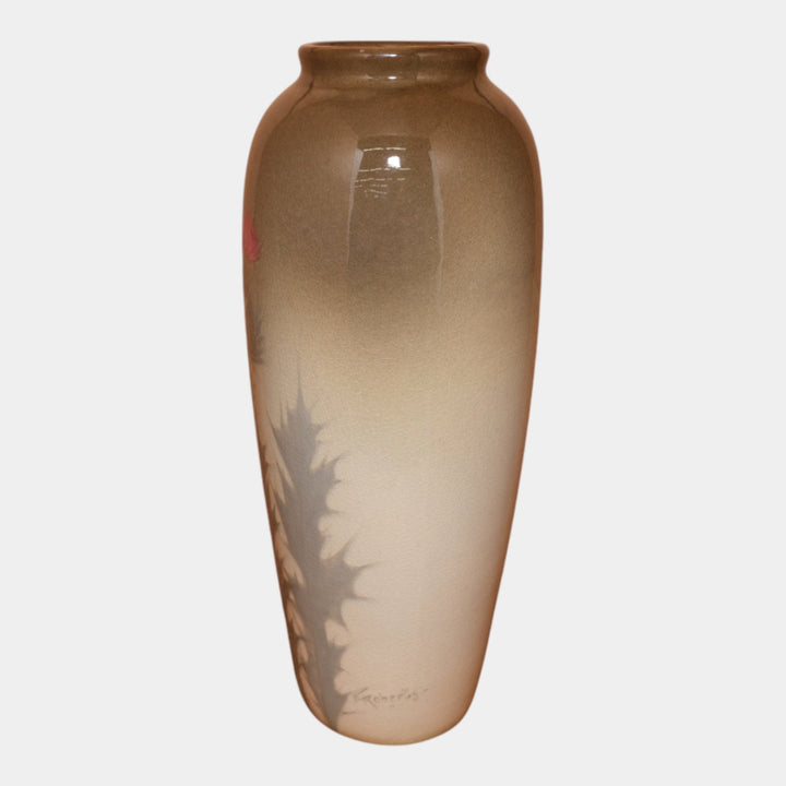 Weller Eocean Vintage Art Pottery Hand Painted Pink Thistle Blooms Vase Roberts