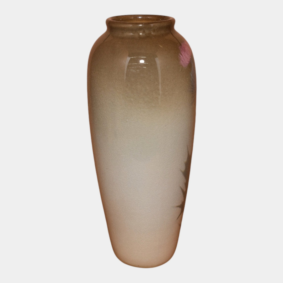 Weller Eocean Vintage Art Pottery Hand Painted Pink Thistle Blooms Vase Roberts